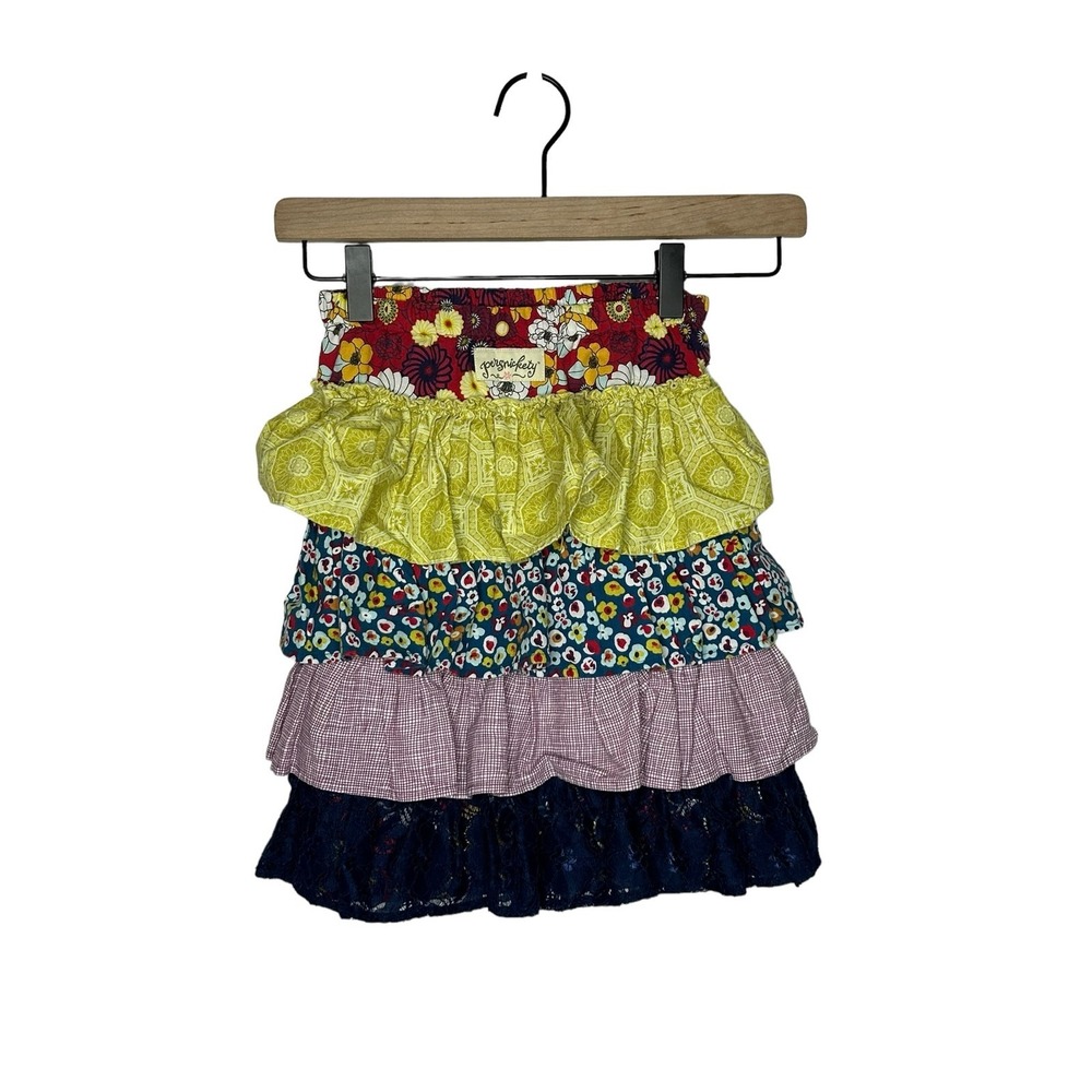 Persnickety Jaycie Skirt w/Bow Tiered Ruffled Back Double Dutch‎ Size 9